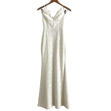 Lulus White Lace Maxi Dress XS Backless Bridal Bachelorette Beach Wedding Gown