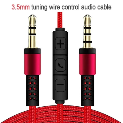 Câble Aux 3,5mm Audio Jack Haut-Parleur Ligne Micro Contrôle Volume pour Casque Voiture - Photo 1/4