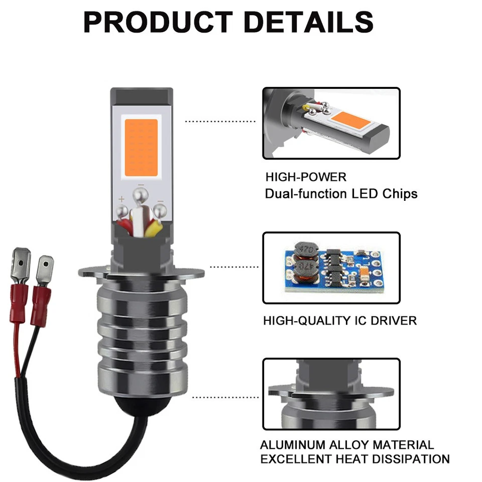 Par de bombillas LED H3 rosa púrpura luces antiniebla para conducción de automóviles intermitente de alta calidad Foto 2 de 4