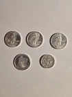 Lot Of 5 - 1/10th Ozt. 999 Fine Silver Rounds Totaling 1/2troy Ounce