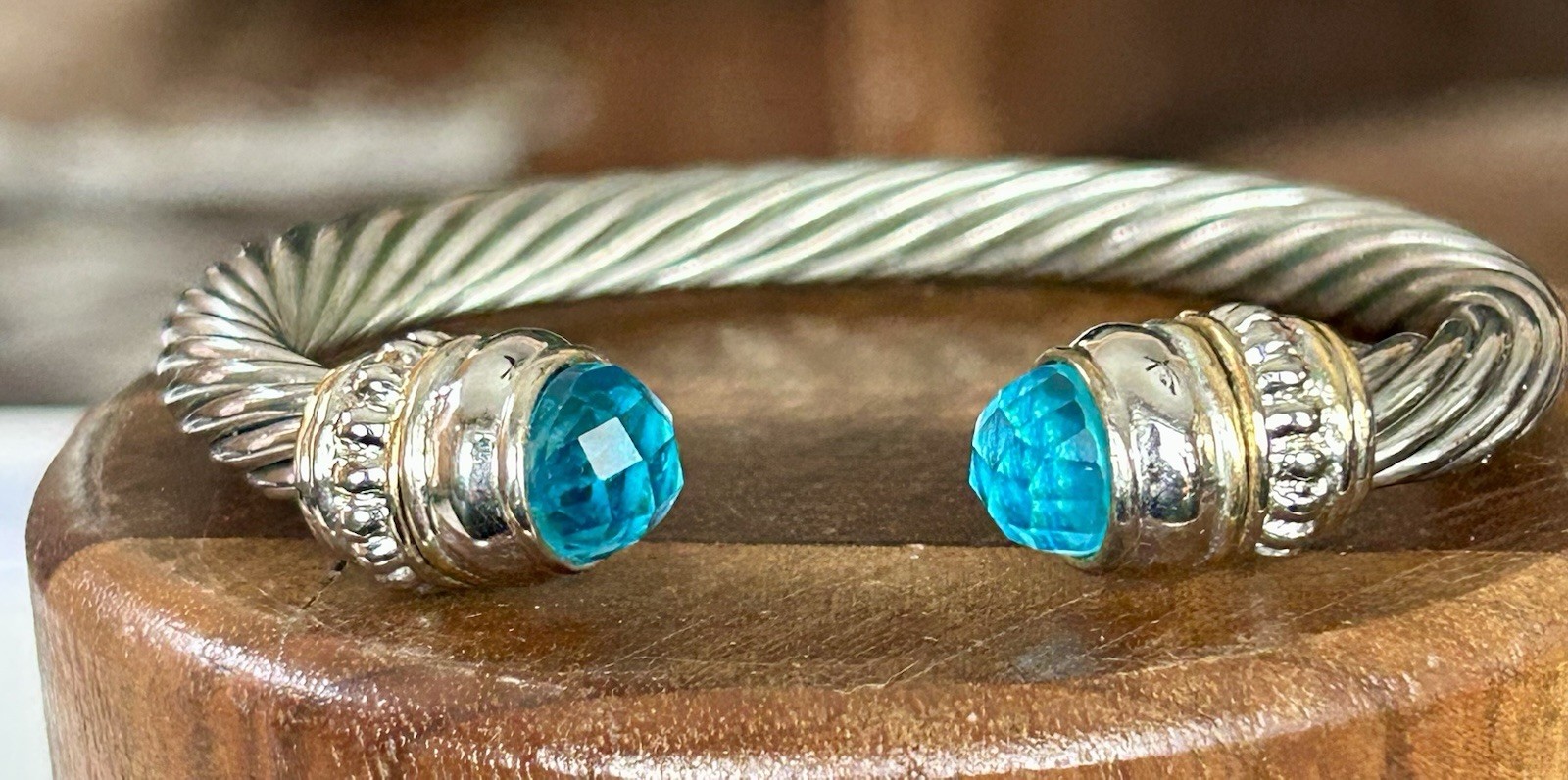 Open Cuff Bracelet With Interchangeable Jewel Tip… - image 2