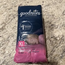 Goodnites Girls' Nighttime Bedwetting Underwear, Size Extra Large, 1 pack of 9