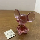 Fenton Glass Mouse Figurine Dusty Rose 3" Tall Large Ears Stamped NOS USA Rare