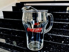 Vintage Coca-Cola Coke Heavy Glass Pitcher, 1/2 Gallon (64 Oz.) With Ice Lip