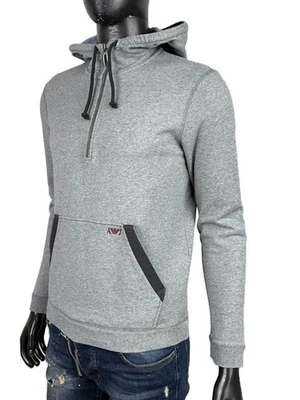 Armani Jeans sweat-shirt homme M gris capuche coton logo brodé AJ - Photo 1/4