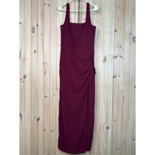 NWT Lulus Glamorous Disposition Burgundy Ruched Maxi Dress Bridesmaid Gala Sz L