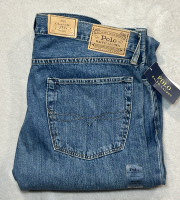 NWT Polo Ralph Lauren Men Blue Denim The Classic Fit Jeans 36x30