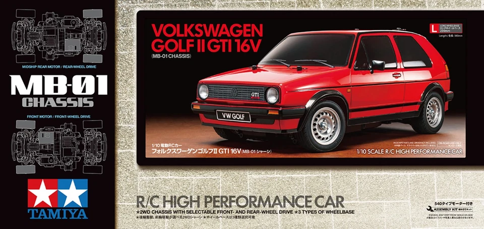 Tamiya RC Auto VW Golf 2 GTI 16V 1:10 MB-01 Kit Bausatz 2WD Elektro Antrieb - Bild 2 von 4