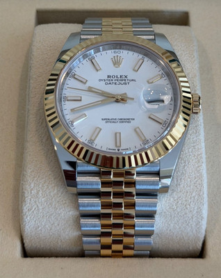 2025 Rolex Datejust 41mm 126333 Two-Tone Gold Jubilee White Dial Fluted Bezel