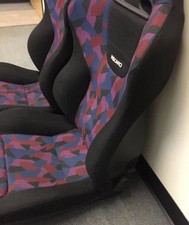 Jdm Recaro-compatible Seat Upholstery Cloth - Redblueblack Geometric 1m1.5m