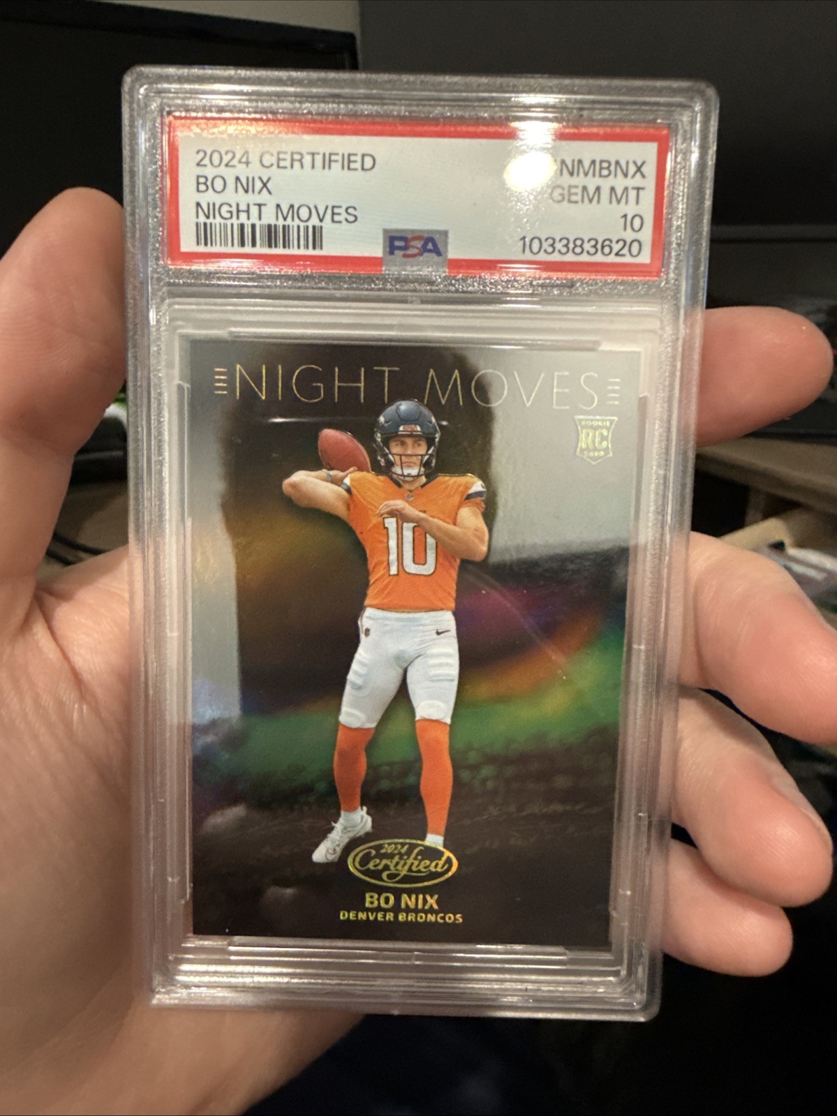 Bo Nix Panini Certified Night Moves #NMBNX Base