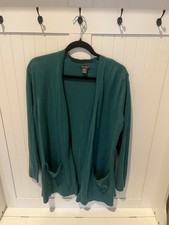 Eddie Bauer Women's Large Teal Cardigan Sweater - Cotton Blend