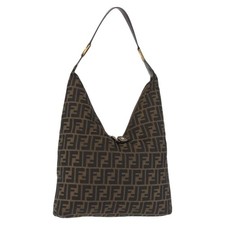 Rare Authentic Fendi Zucca Canvas Hobo Shoulder Bag Brown Beige Vintage