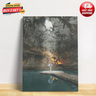 Framed Canvas Travel Wall Art 12x16 Inch Featuring A Person Standing On A Rock