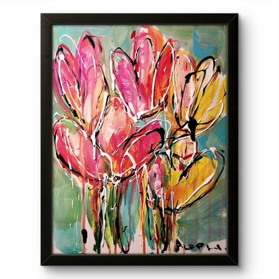Aleph Original Art Flower1 14x11 Abstract Expressionist Painting Canvas