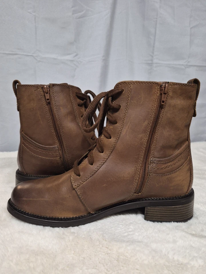 Clarks Botas Mujer Talla 10 Marrón Cuero Con Cordones Tobillo Moda Botín Envejecido  Foto 2 de 4