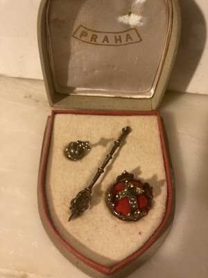VTG 1960 Czech Miniature Crown Jewels of Charles Fourth Solid Silver Casts 1/2
