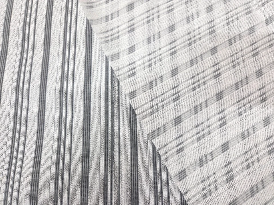 P Kaufmann CASCADE SNOW White Stripe Sheer Designer Decorative Drapery Fabric - Image 2 of 4