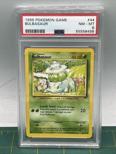 1999 Pokémon TCG Bulbasaur 44/102 Base Set PSA 8 NM-MT
