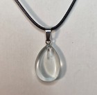 with 16" Corded Necklace Natural Crystal Quartz Teardrop Pendant