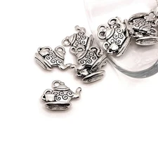 Silver Teapot Charms, 13x12mm - US Seller