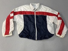 Vintage Tail Windbreaker Womens Medium White Red Navy Colorblock Zip Jacket 90s