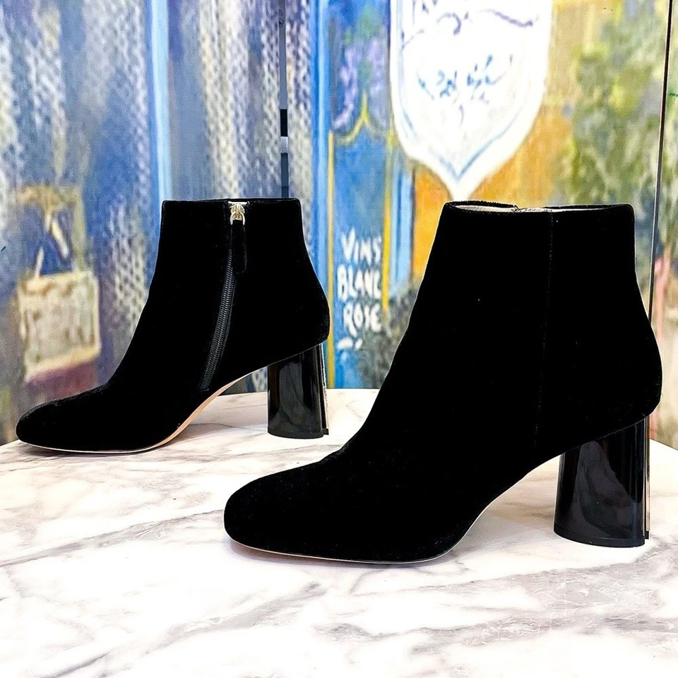 Kate Spade Reenie Velvet Booties Jewel Rhinestone Ankle Heel Black 10M GUC - Image 3 of 4