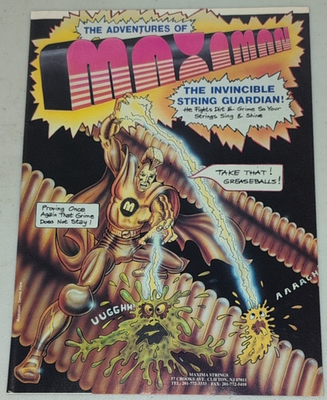 #ad 1992 Maxima Vintage Print Ad Strings Bass Wound Grime Fighter Guitar Magazine $9.96