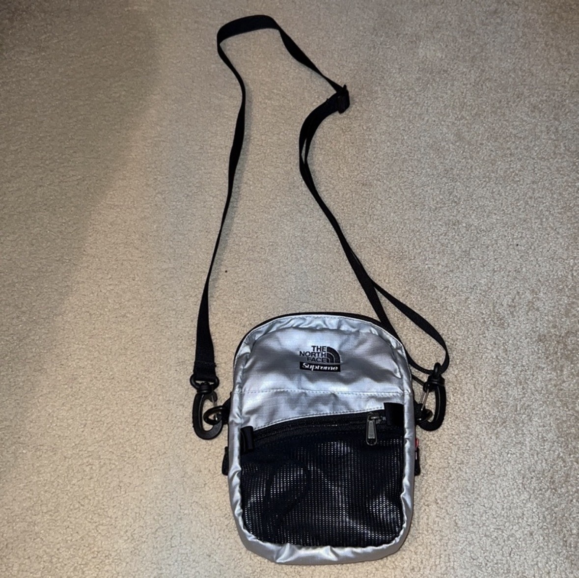 Supreme x The North Face Metallic Shoulder Bag Silver SS18 image 2
