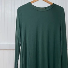 H by Halston Women's Dark Green Long Sleeve Tunic Top Blouse Medium Lagenlook