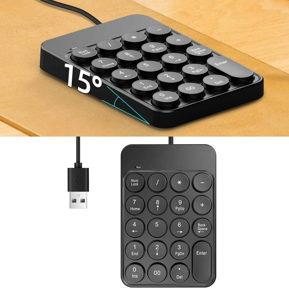 Compact USB Numpad Numeric Keypad with Tilt for Comfortable Typing Use - Image 4 of 4