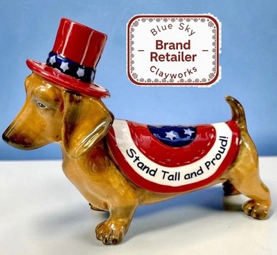 Blue Sky Clayworks Patriotic STAND TALL DACHSHUND July 4th NIB Auth Retailer