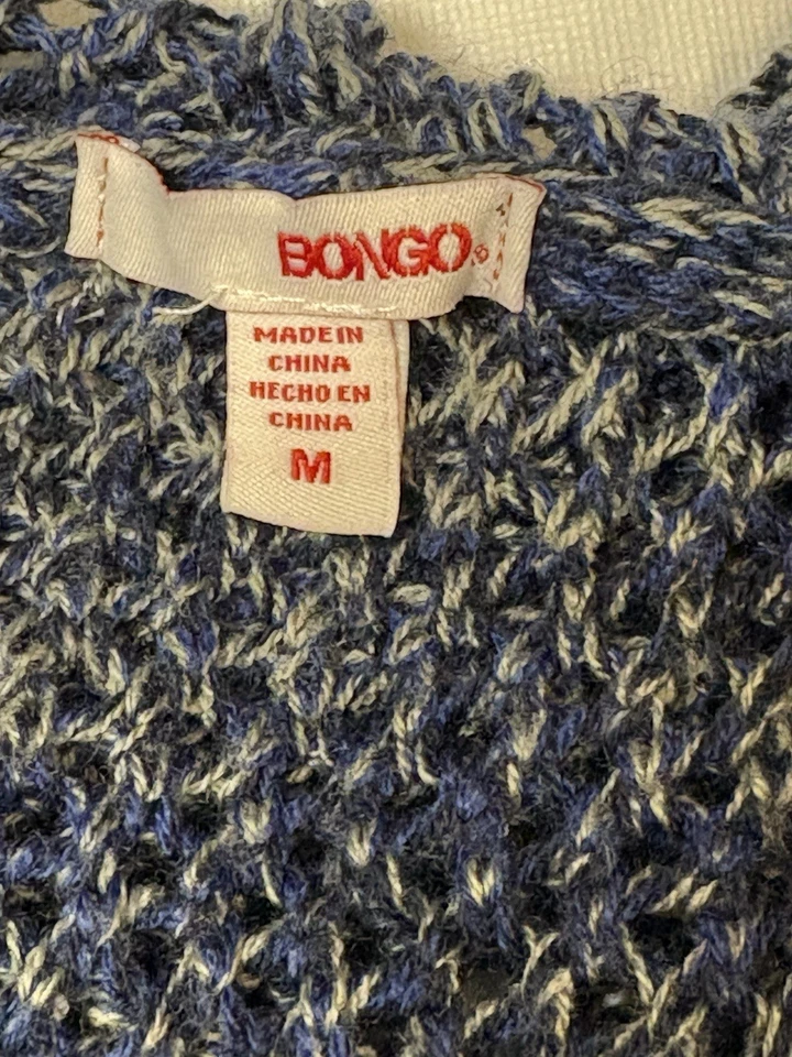 Cárdigan Bongo Para Mujer M Azul Marino Tejido Abierto Crochet Capucha Suéter Borlas Boho Foto 4 de 4