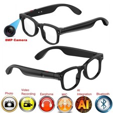 Video glasses with 8MP camera and earpiece and video recording