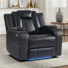 EBELLO Faux Leather Power Recliner Chair, Home Theater Seat with Adjustable Head