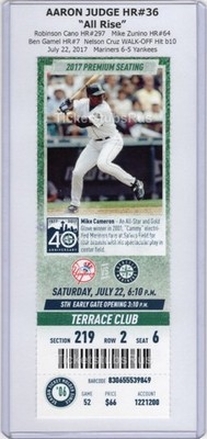 Aaron Judge HR #36 ALL RISE 2017 Mariners Yankees 7/22 CLUB Ticket MIKE CAMERON