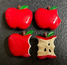 Lot of 4 Vintage Apple Button Covers Teacher Grandma Cottage Core
