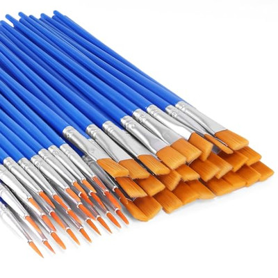 Paint Brushes Bulk, 50 Pcs Nylon Hair Paint Brushes for Acrylic Painting, 