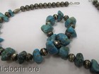VINTAGE NAVAJO INDIAN TURQUOISE NUGGET SILVER NAVAJO PEARL BEADS NECKLACE — photo 4
