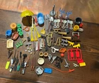 Vintage lot of playmobil household accessories shovel fishing radio etc