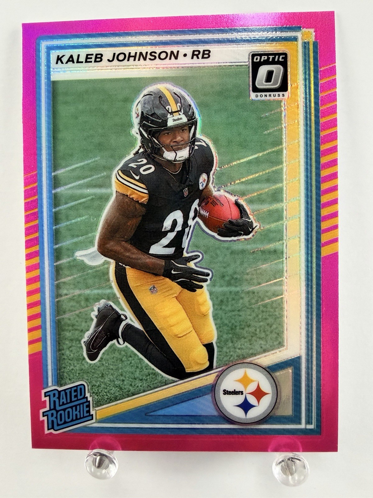 2025 Panini Donruss Optic - Rated Rookie Kaleb Johnson #232 Pink Prizm (RC)