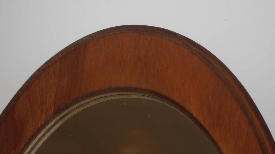Espejo de pared ovalado de madera rústica Mid Century 13X20,5 Foto 4 de 4