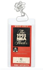 1993 NBA Finals Magic Johnson Personally Owned Used Media Press Pass MEARS LOA