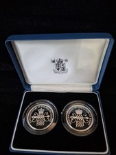 1989 Royal Mint Bill & Claim Rights &pound;2 Two Pound .925 Silver Proof Coin Set UK