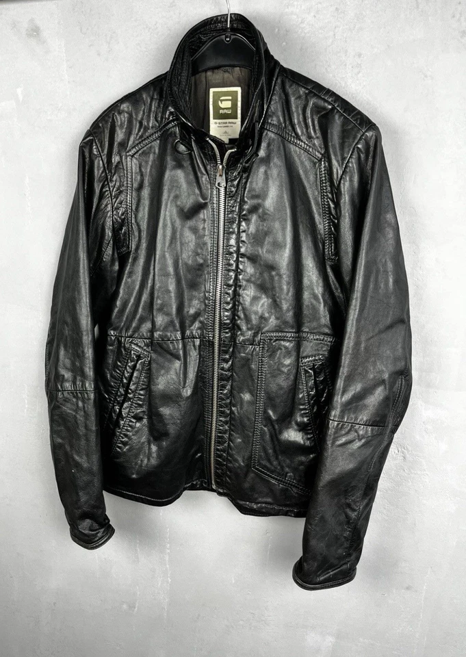 G-Star Hermans Leather Jacket Size L  - Image 3 of 4