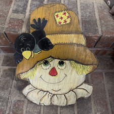 Handmade Folk Art Scarecrow Hand Painted on Plywood Primitive Country Decor 16  