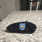 Black Military-Style Beret Hat with Embroidered Crest Insignia Patch — photo 4