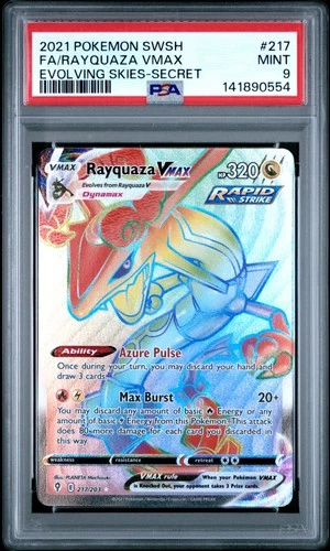 2021 POKEMON SWORD & SHIELD EVOLVING SKIES SECRET FULL ART/RAYQUAZA VMAX PSA 9