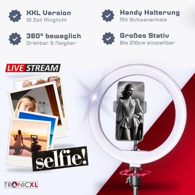 XXL Ringlicht 210cm Stativ Ring Light + Halterung Passend für iPhone Samsung Fot