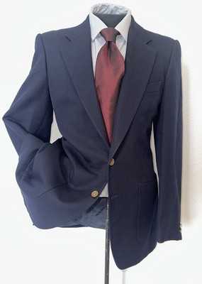 Superb  VTG YSL Yves Saint Laurent  Two Buttons Navy Blue Men Jacket 38 R Slim